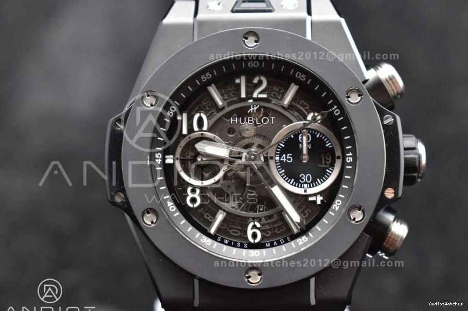 Edition Bang Hublot On Black Big Dial 1:1 Strap Titanium 898 Best Black Rubber Skeleton Sporty Unico ZF A 1114